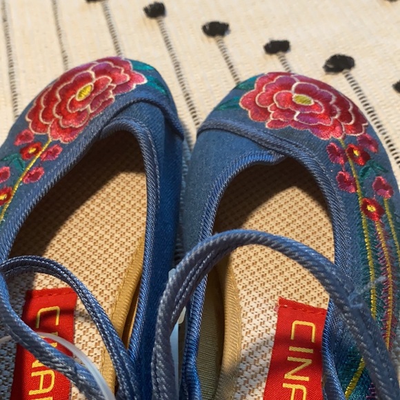 Ina Blue Embroidered Women's Flats - Picture 10 of 12